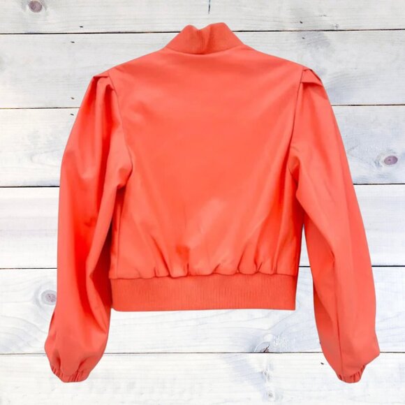 NWT - House of Harlow 1960 Coral Soft Leather Bomber Jacket - Size Medium - Picture 2 of 5